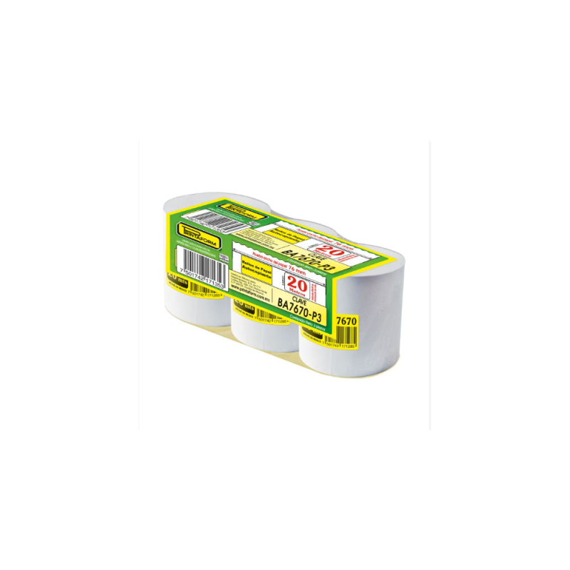 ROLLO AUTOCOPIA 76MM X 20MTS PAQ.C3 ROLLOS BA7670 C.16