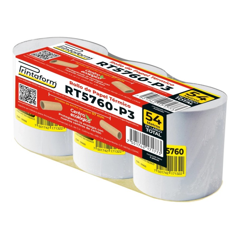 ROLLO TERMICO 57MM X 40MTS PAQ.C3 ROLLOS T5760 C.16