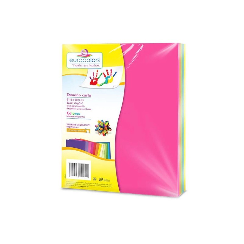 PAPEL BOND CTA MIX VIBRANTE EUROCOLORS 75G. PAQ.C100H C25