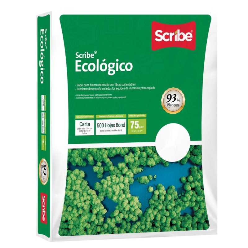 PAPEL BOND BCO. CTA. 93 SCRIBE VERDE 75G. MILL. E.5 C.5